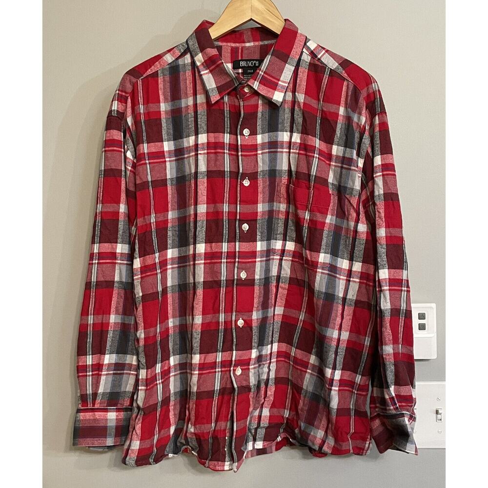 Bruno Shirt Flannel Plaid Button Up Long Sleeve Mens Sz 2XLB EUC